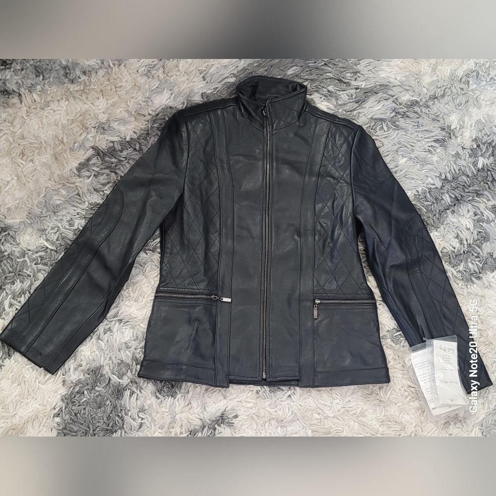 PAMELA McCOY COLLECTION Women's Black Leather Jacket